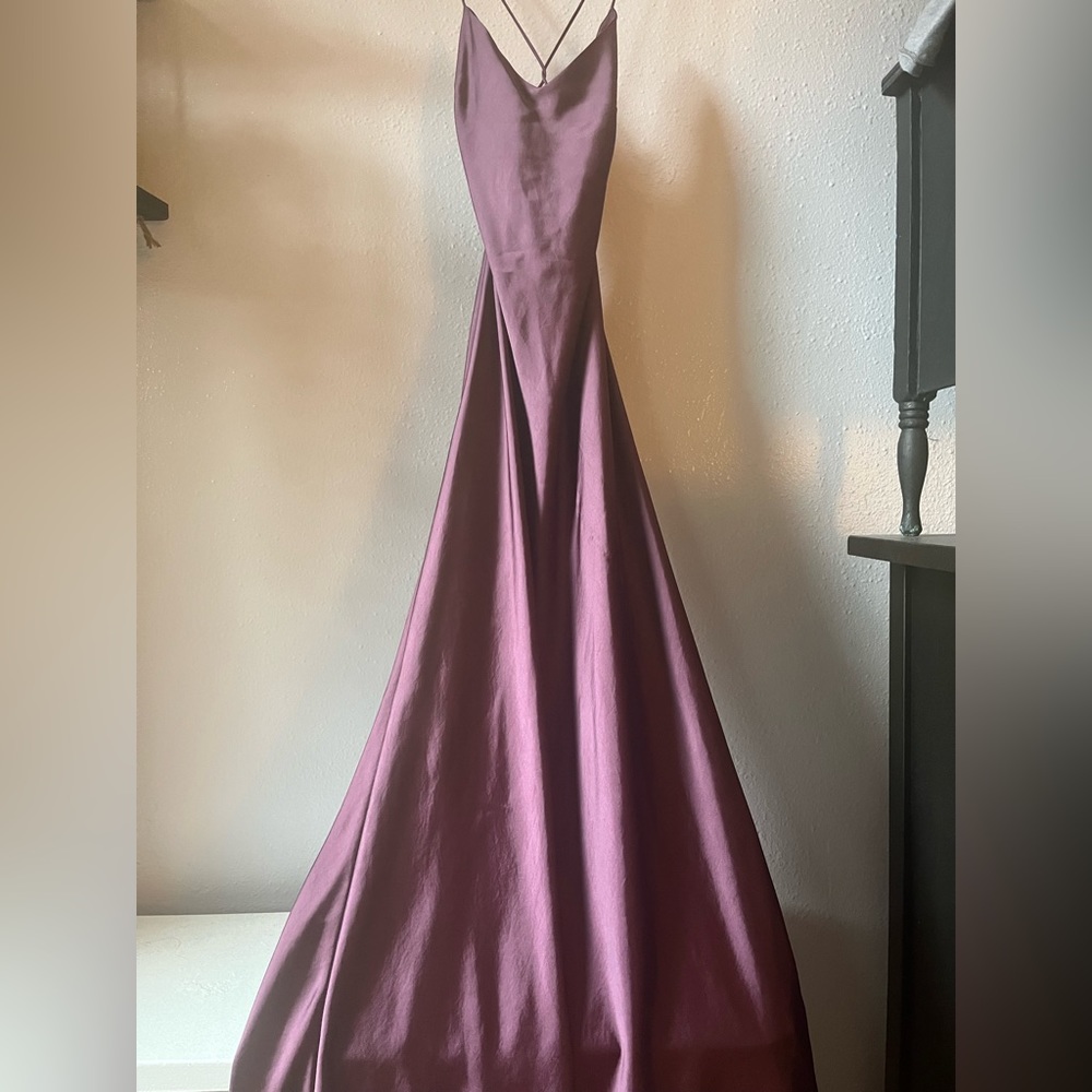 NWT Zara Satin Effect Plum Eggplant Dress size small
